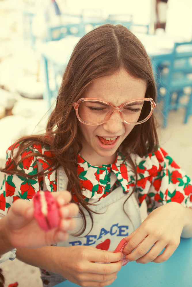 Blouse Écrue à Imprimé Roses Rouges