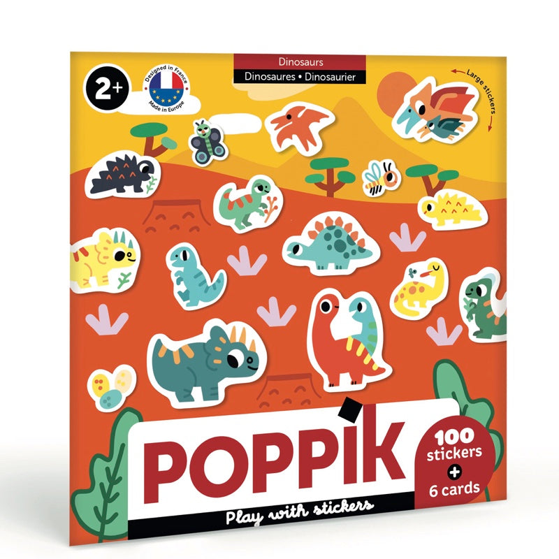 6 CARTES + 100 STICKERS DINOSAURES (2 ANS ET +)