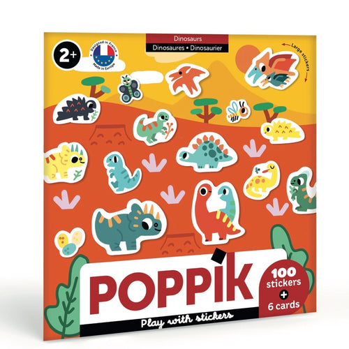 6 CARTES + 100 STICKERS DINOSAURES (2 ANS ET +)