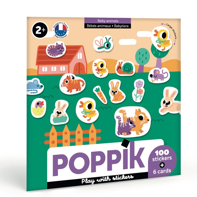 6 CARTES + 100 STICKERS BÉBÉS ANIMAUX (2 ANS ET +)