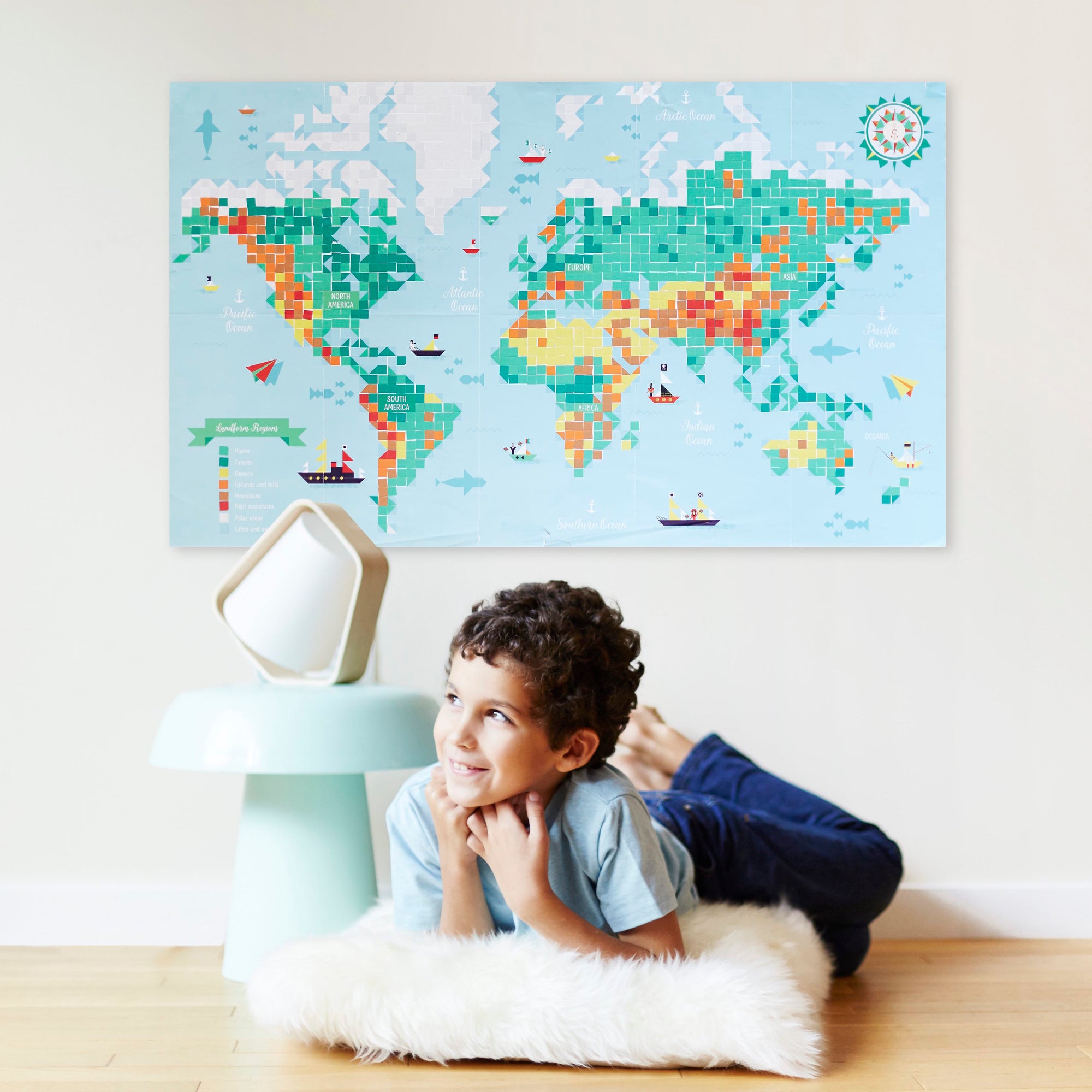 Pixels poster + 1600 stickers world map 