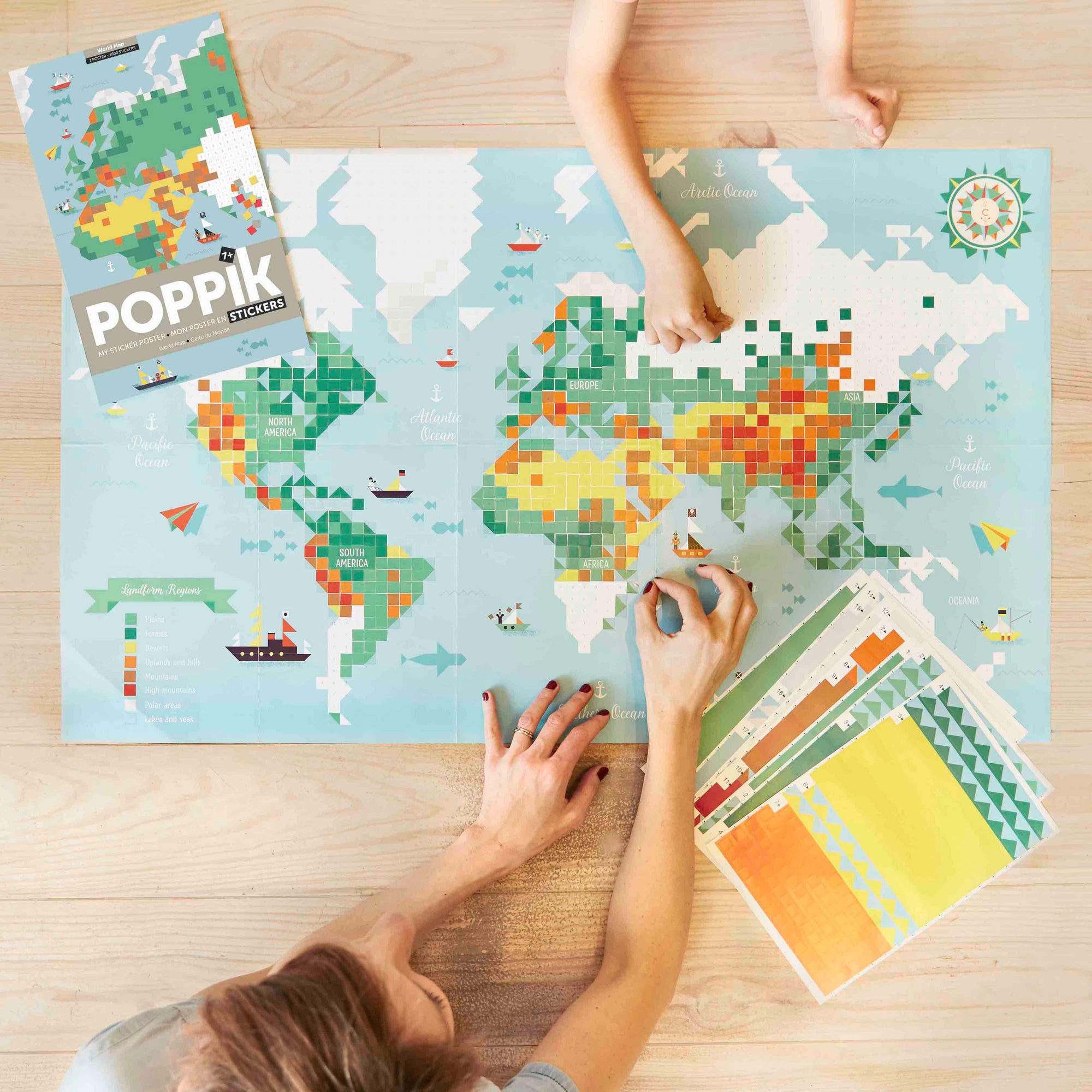 Pixels poster + 1600 stickers world map 