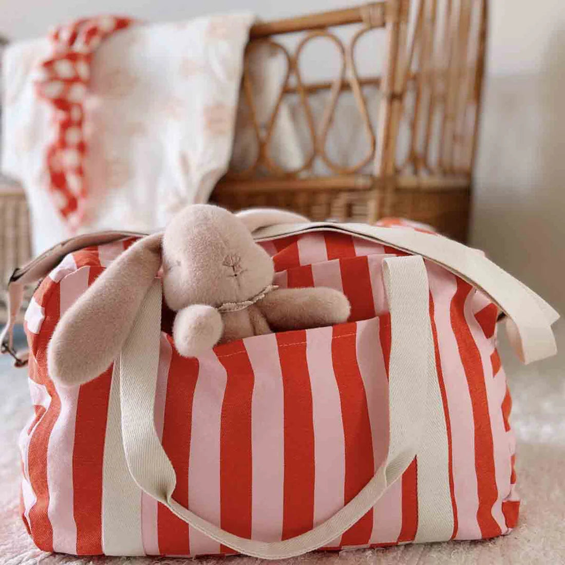 Raphael Neon Pink Stripes Diaper Bag