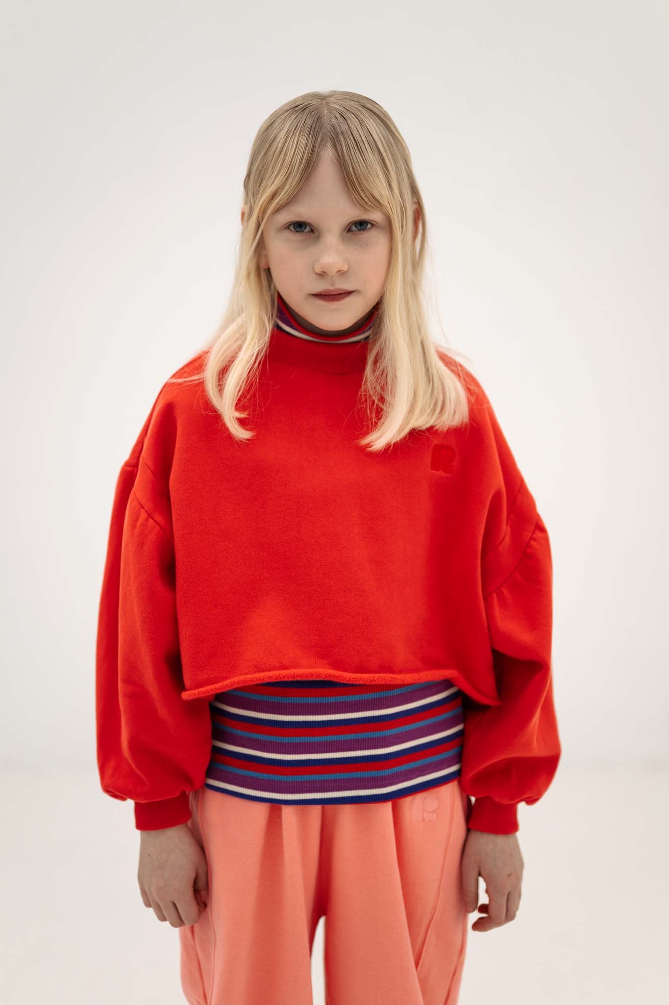 Red Cropped Heart Sweatshirt