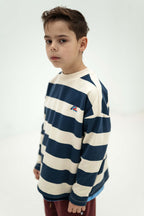 Sweat Boxy Bleu Rayé Repose Ams pour enfant – vue 5