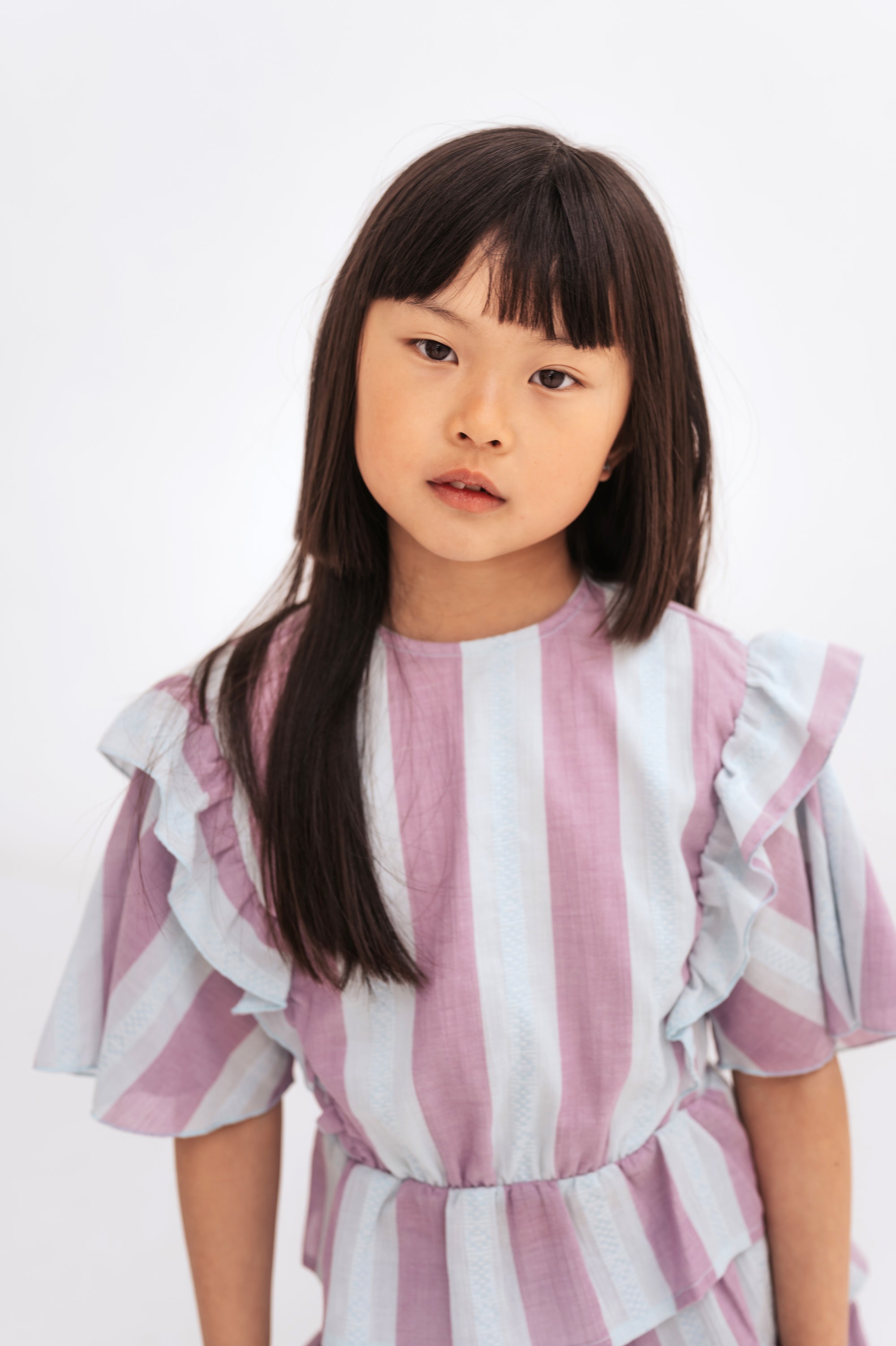 vetements durables enfants repose ams Blouse rayée à volants
