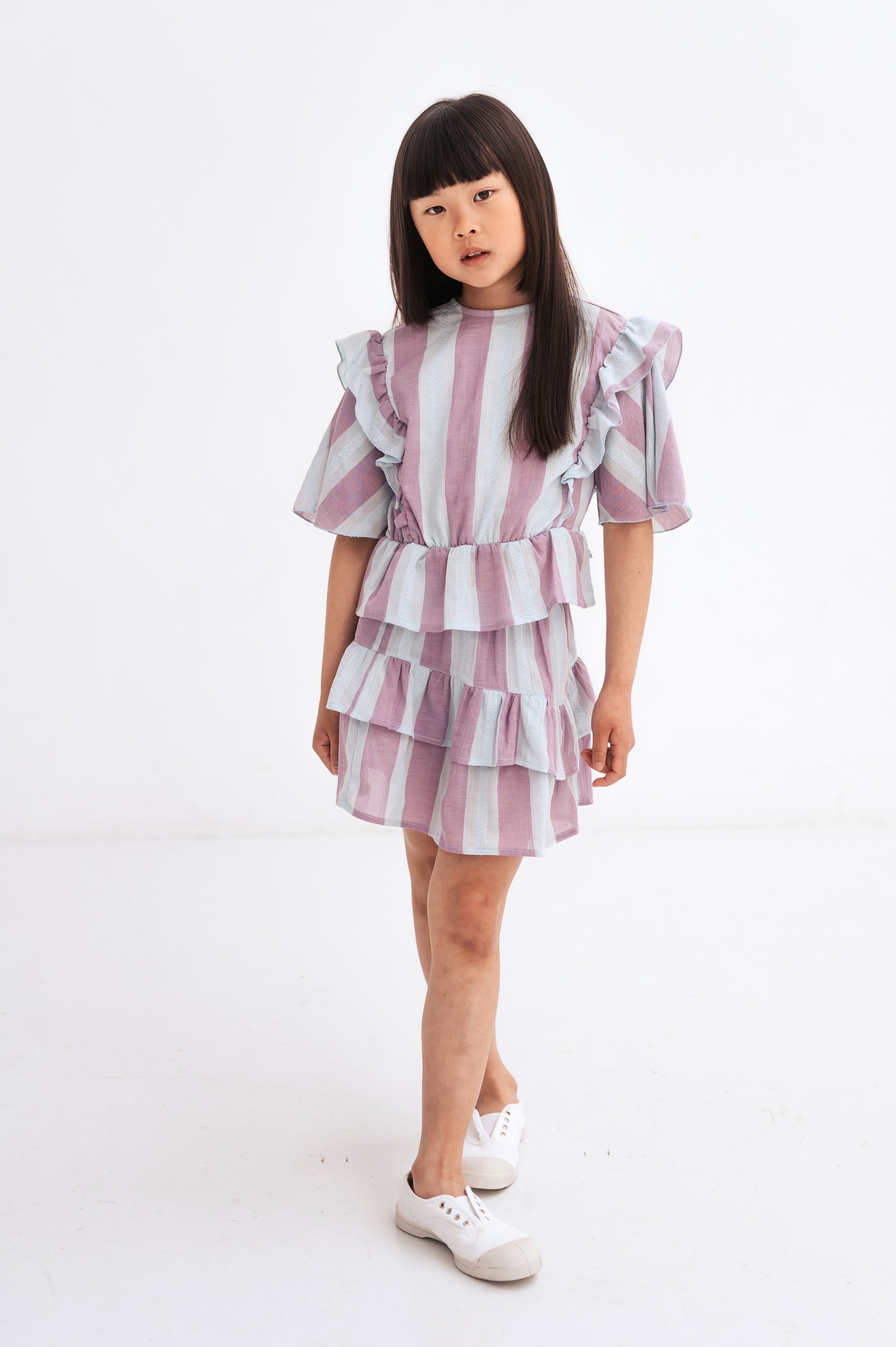 vetements durables enfants repose ams Blouse rayée à volants