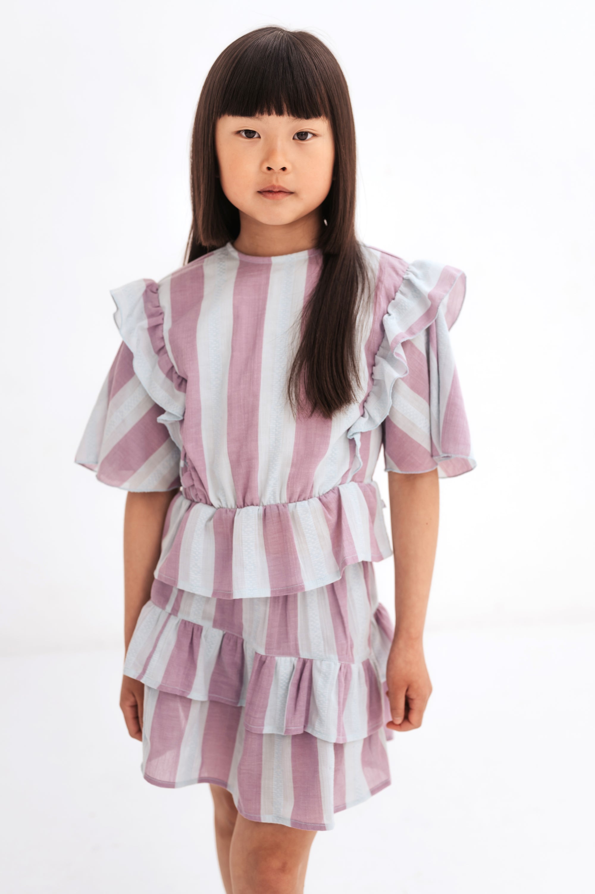 vetements durables enfants repose ams Blouse rayée à volants