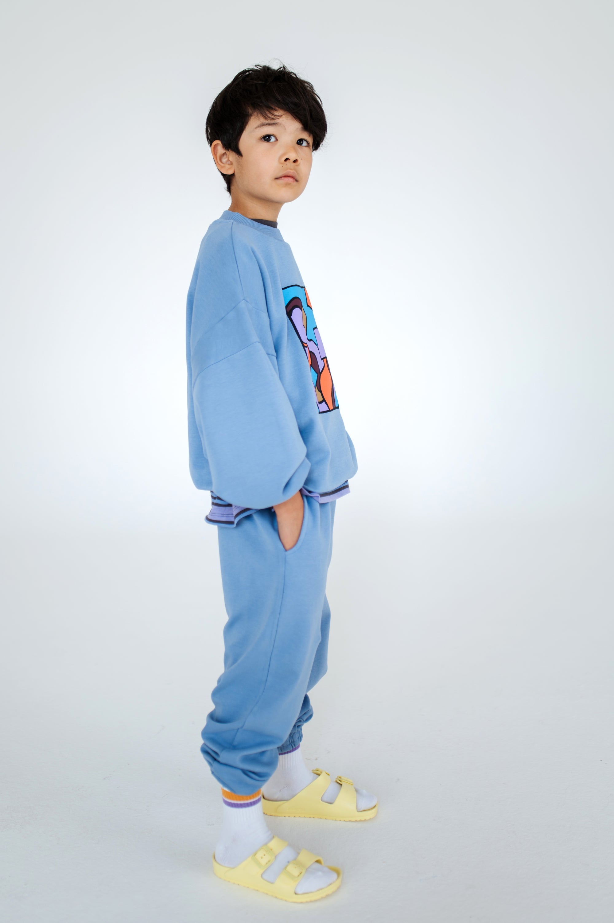 Blue artistic print sweatshirt
