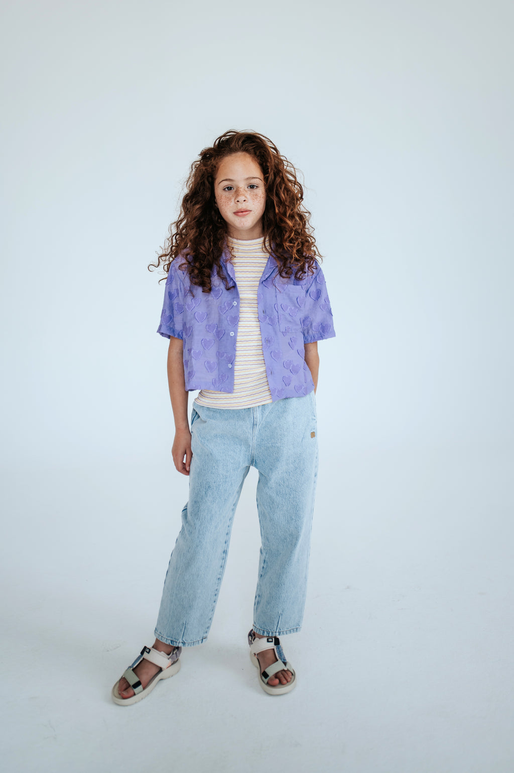 Blouse à Motifs Cœurs Violet