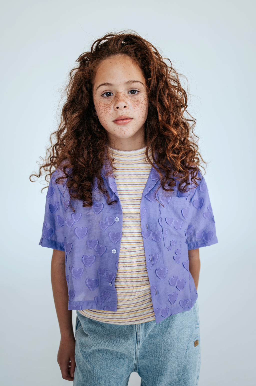 Blouse à Motifs Cœurs Violet