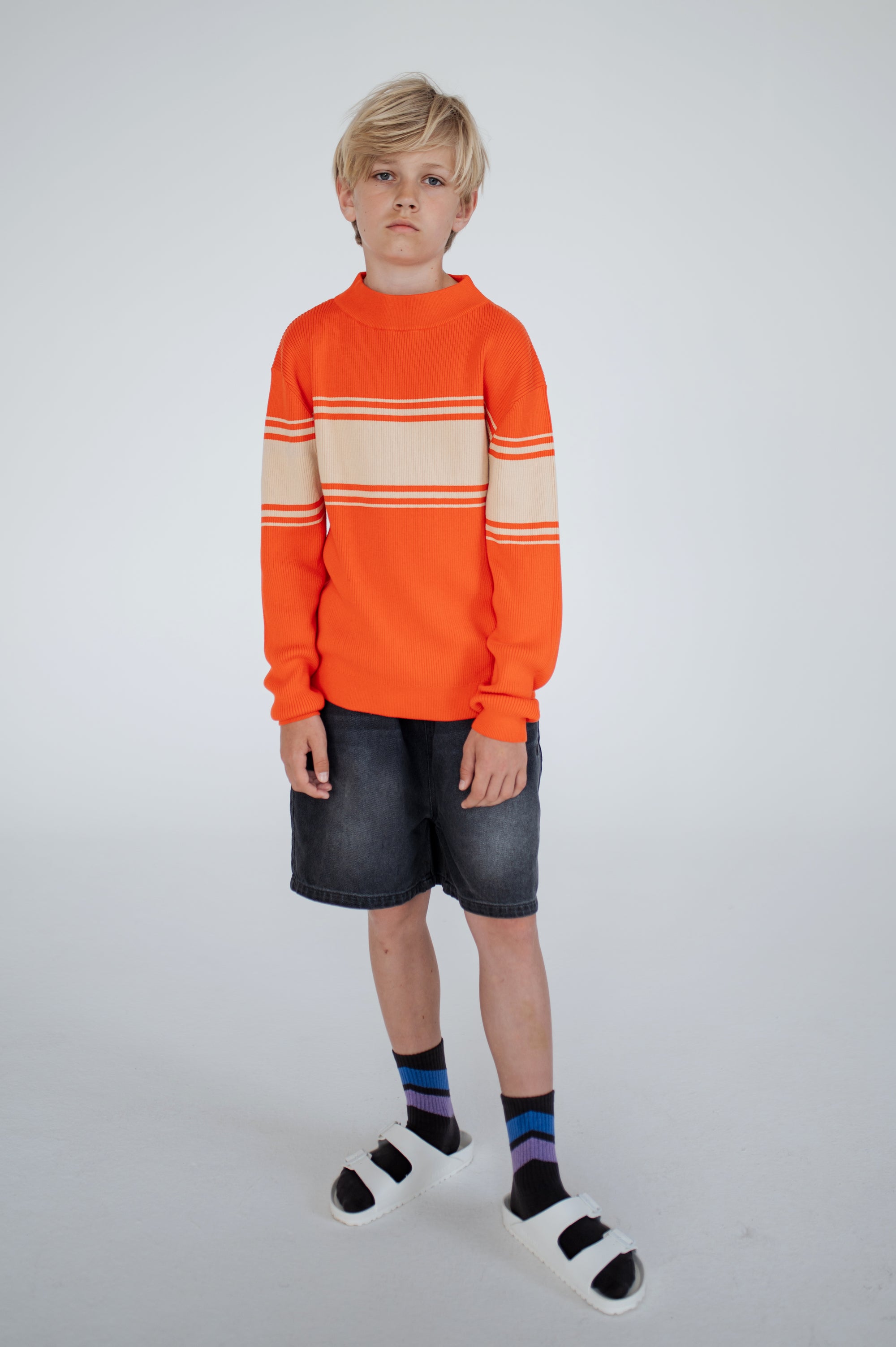 Red striped mesh sweater