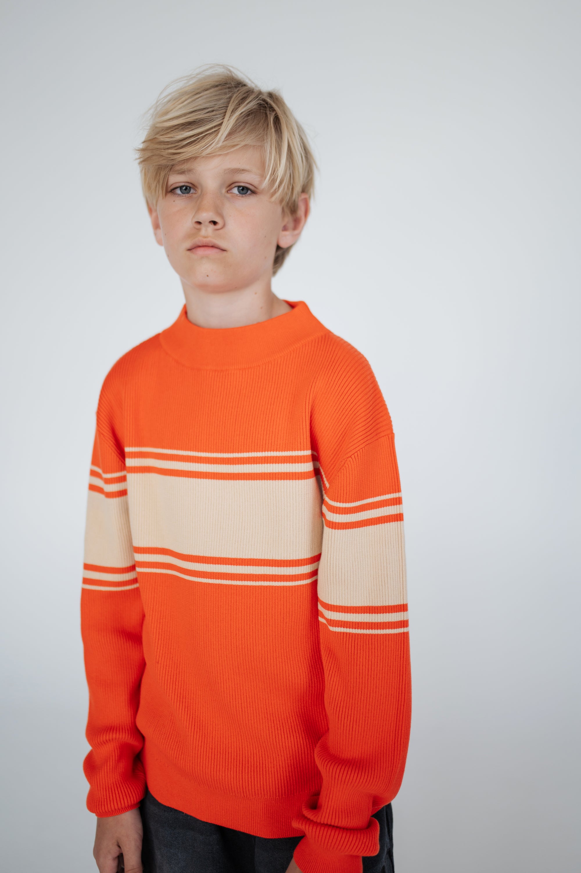 Red striped mesh sweater