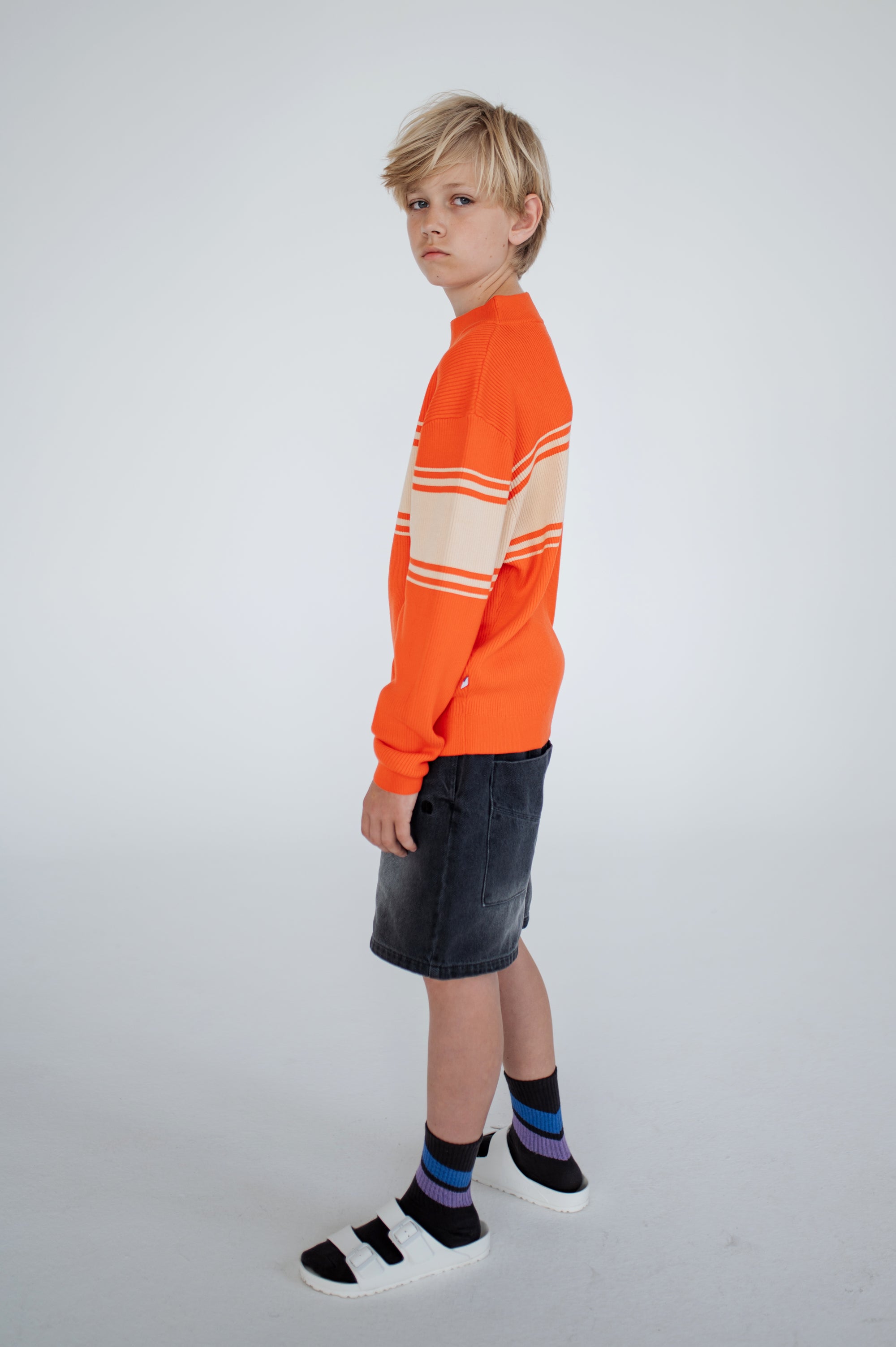 Red striped mesh sweater