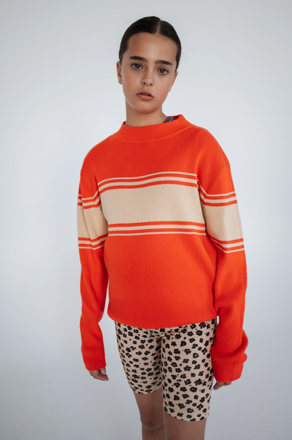 Pull en Maille Rayé rouge