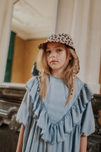 Robe en Denim Bleu Ciel à Volants