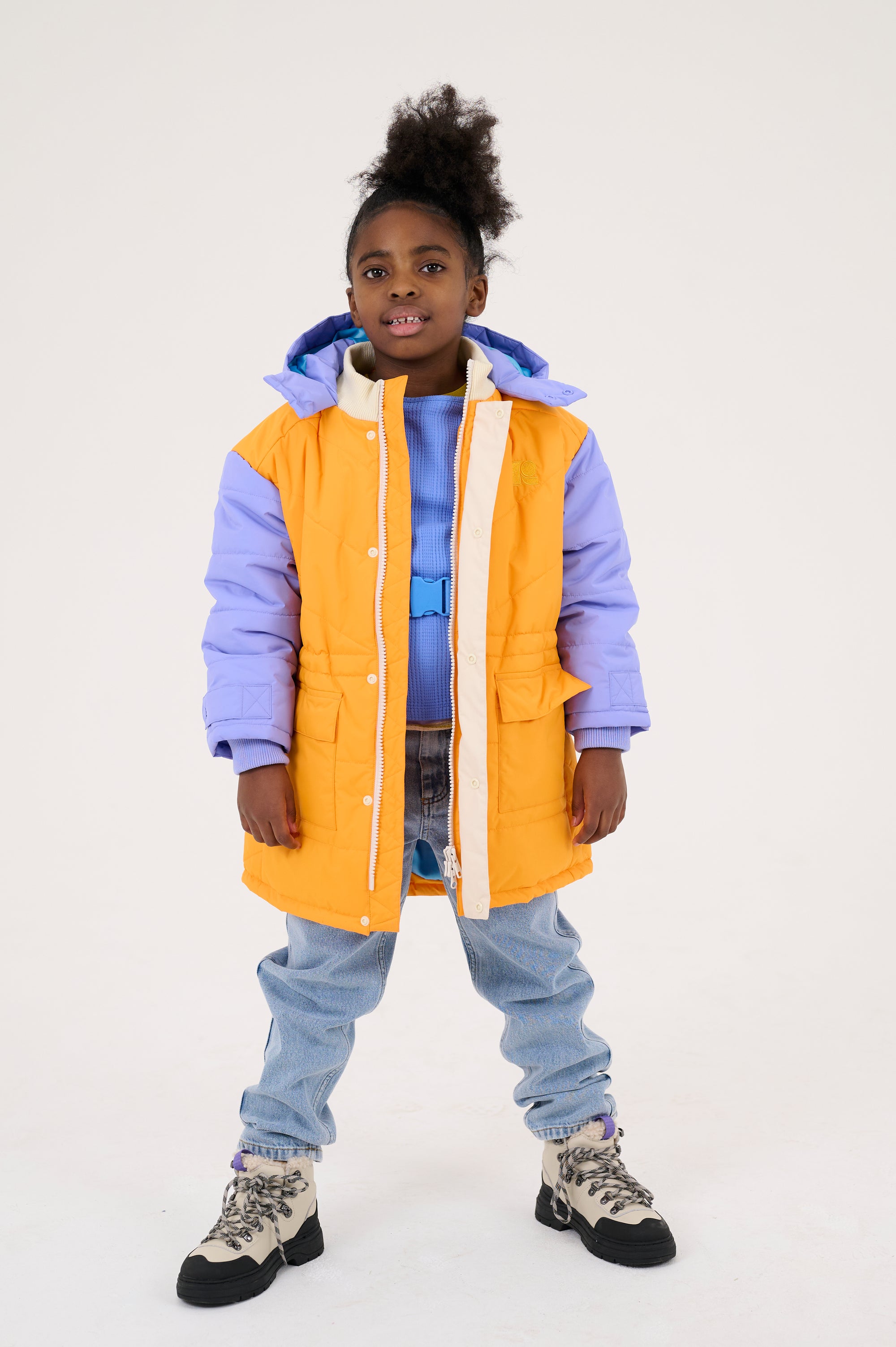Two-tone puffer coat 