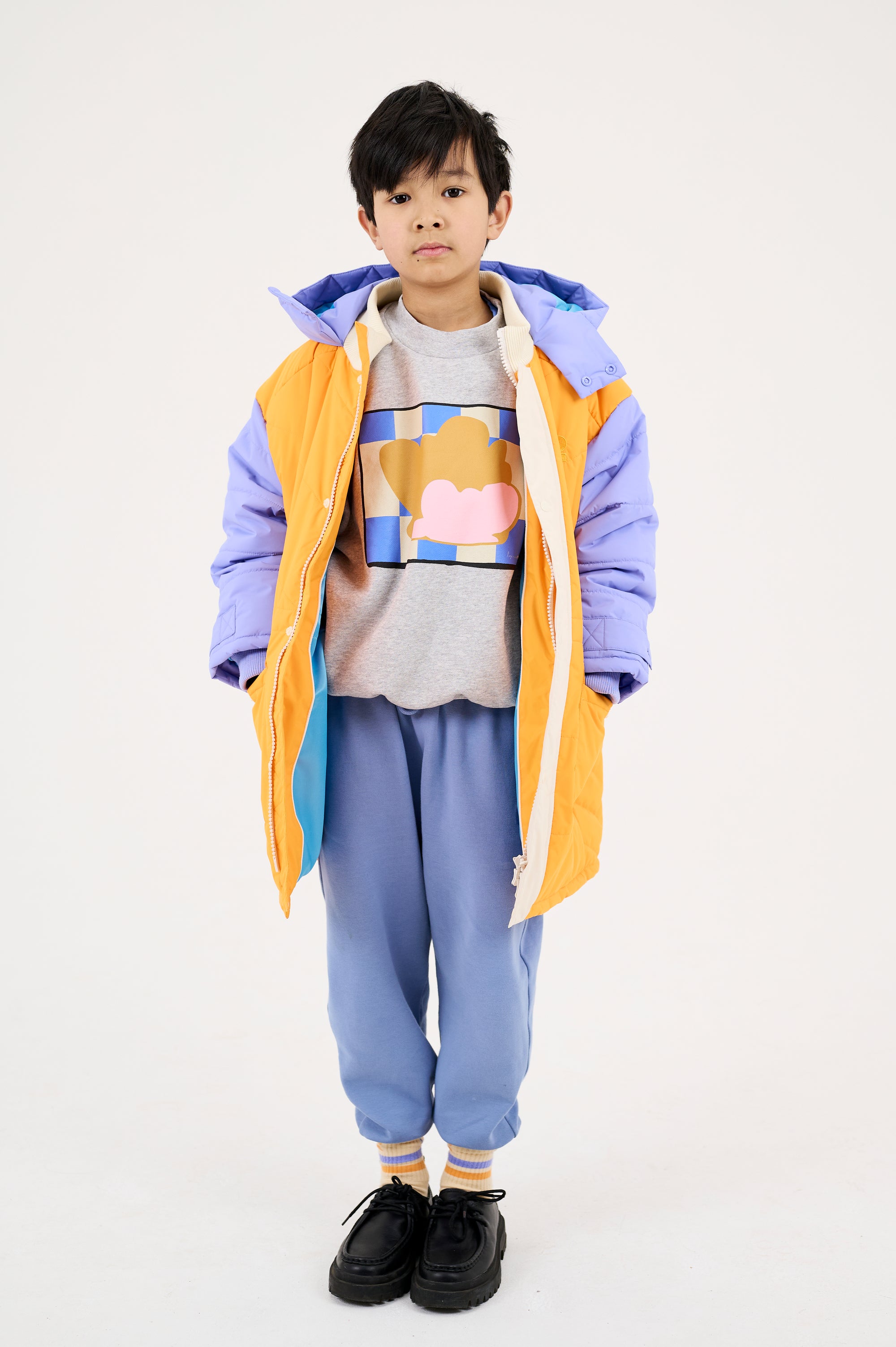 Two-tone puffer coat 