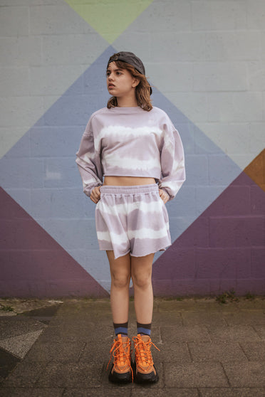 Violet Tie-Dye Cropped Sweatshirt