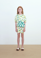 Robe à Manches Ballon à Imprimé Oranges