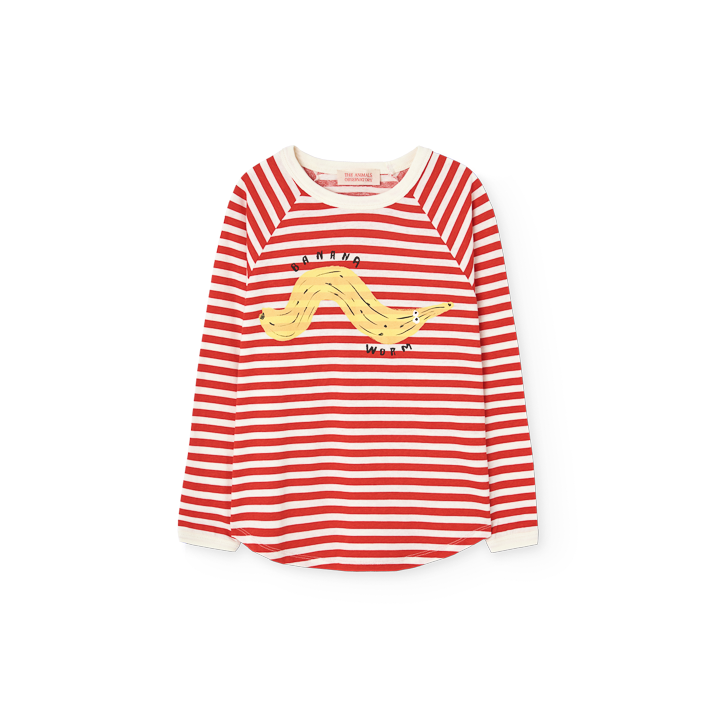 T-shirt longues manches rayé rouge