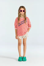 T-shirt longues manches lignées rouge & ROSE