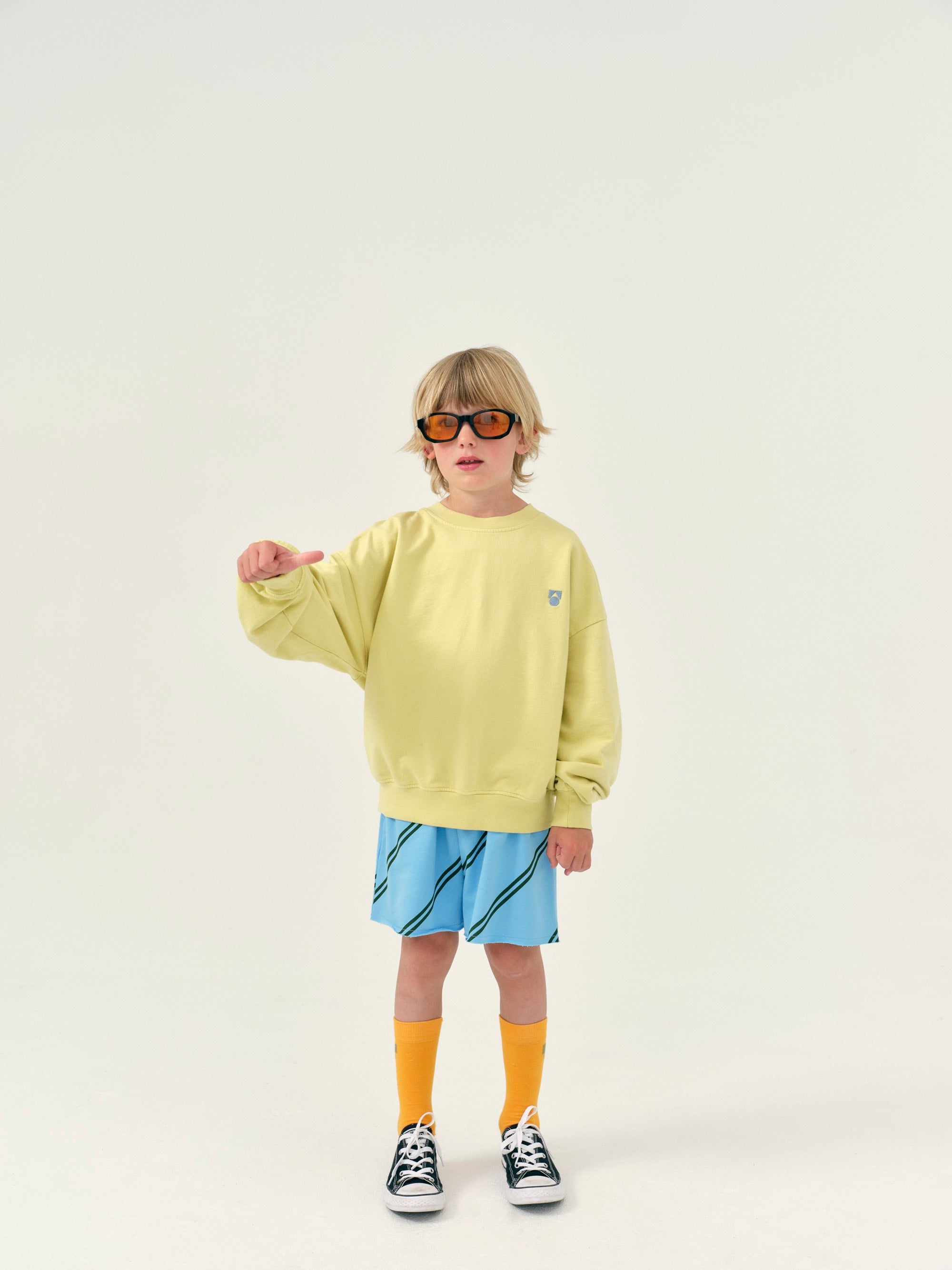vetements durables enfants main story short bleu à rayures