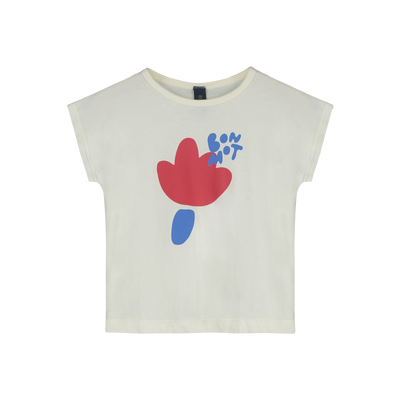 vetements durables enfants bonmot T-shirt flower blanc