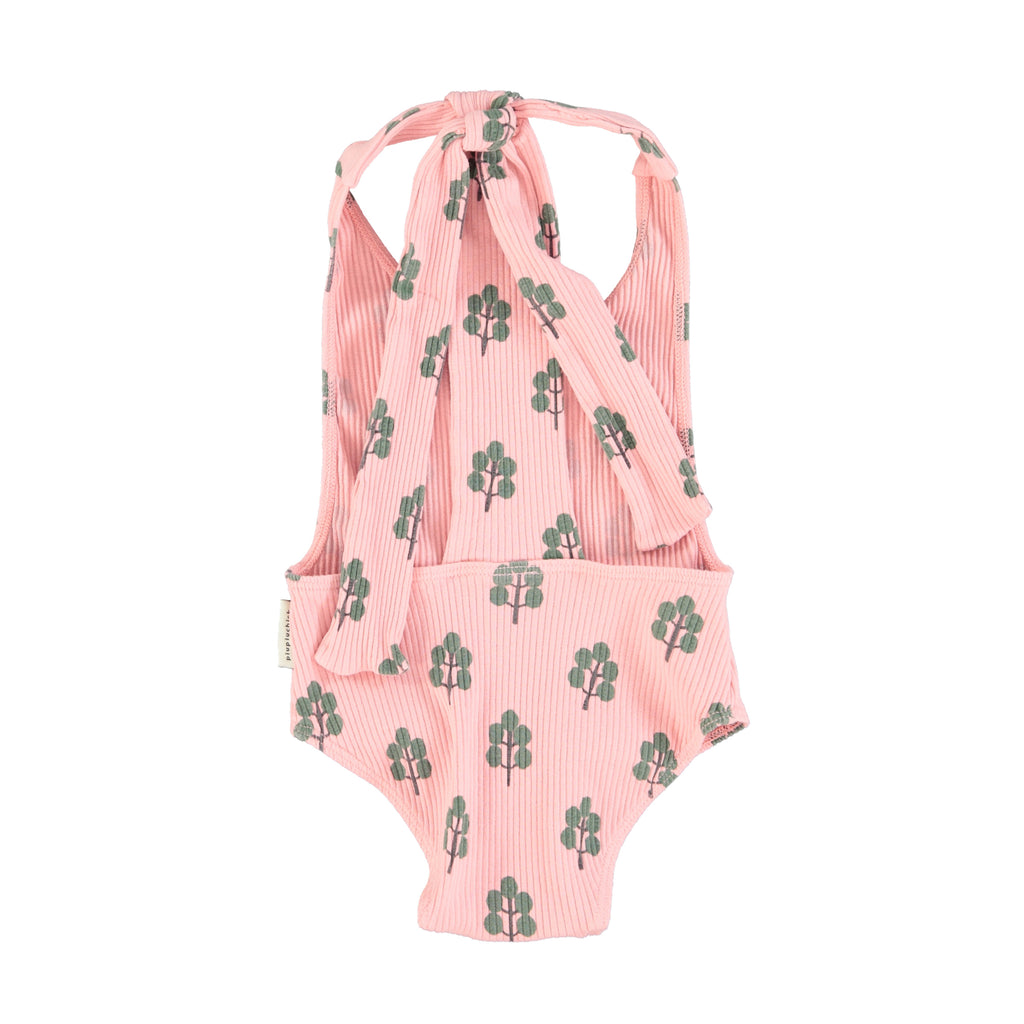 vetements durables piupiuchick enfants Maillot rose imprimé arbres
