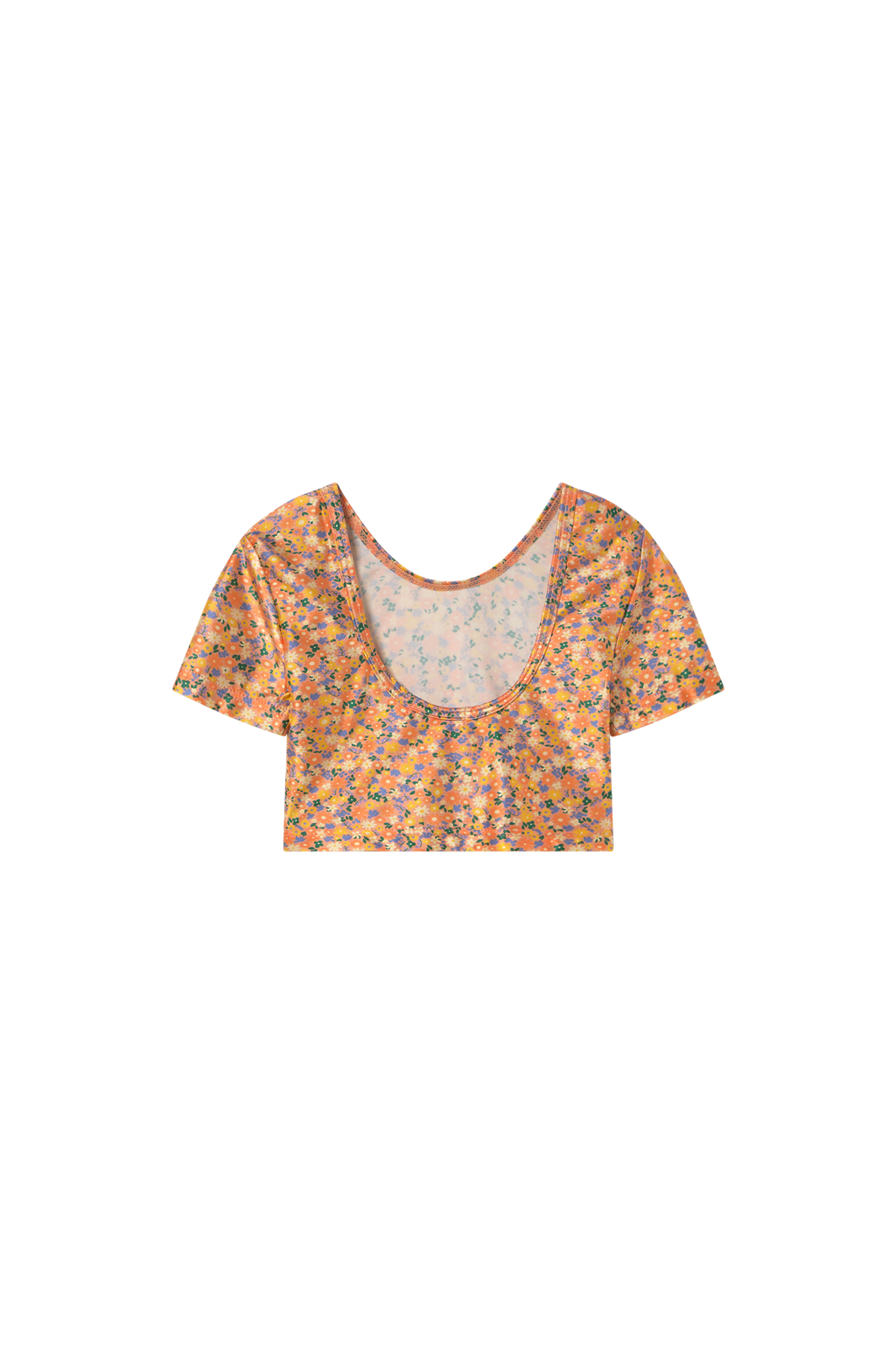 Crop top brillant à Fleurs