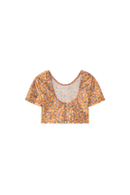 Crop top brillant à Fleurs