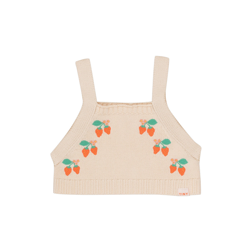 Strawberry Print Knit Crop Top  