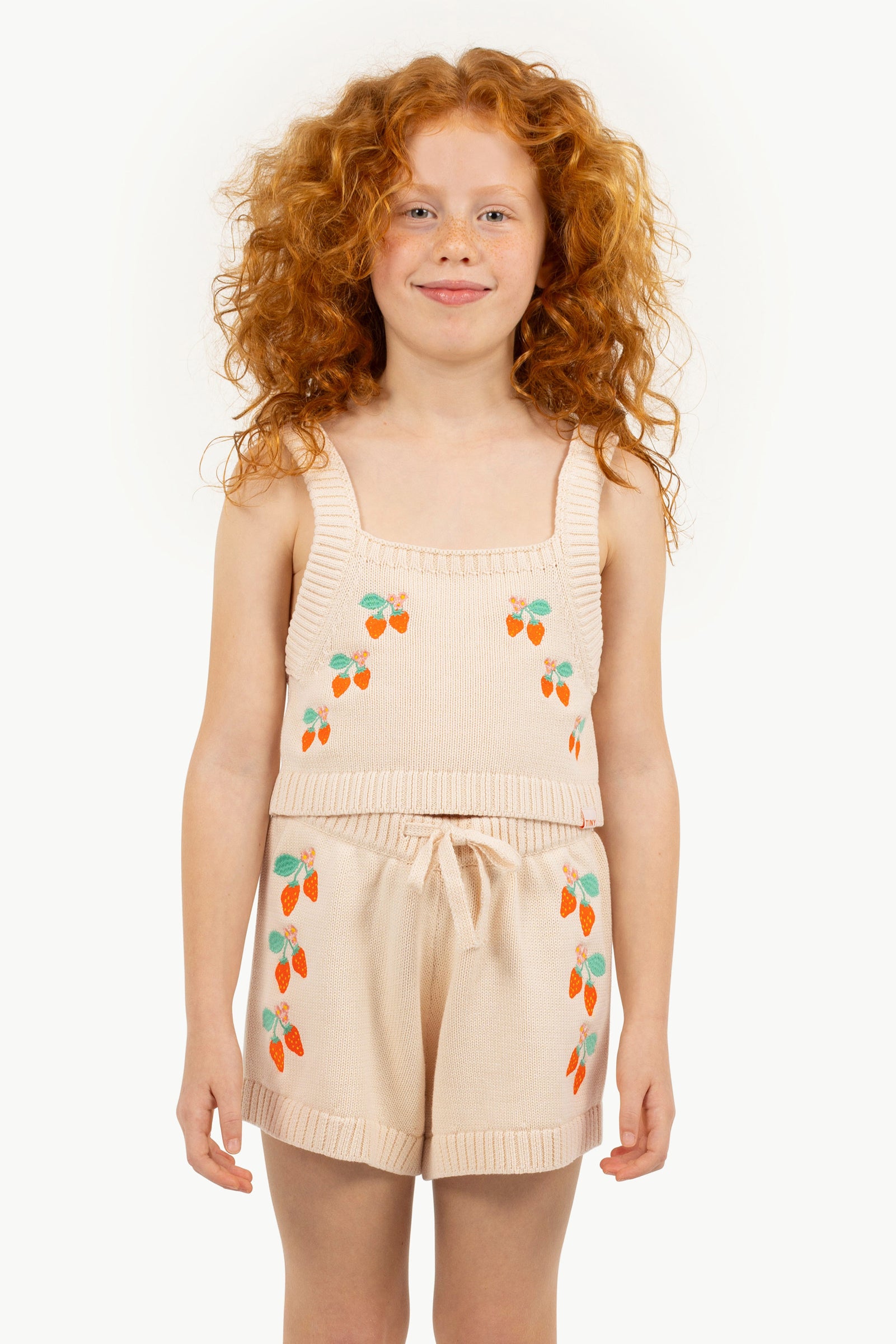 Strawberry Print Knit Crop Top  