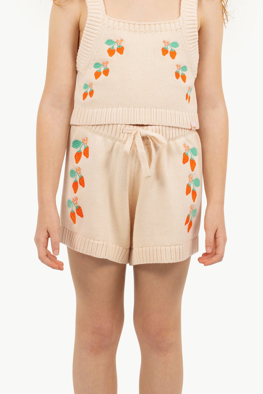 Strawberry Print Knit Crop Top  