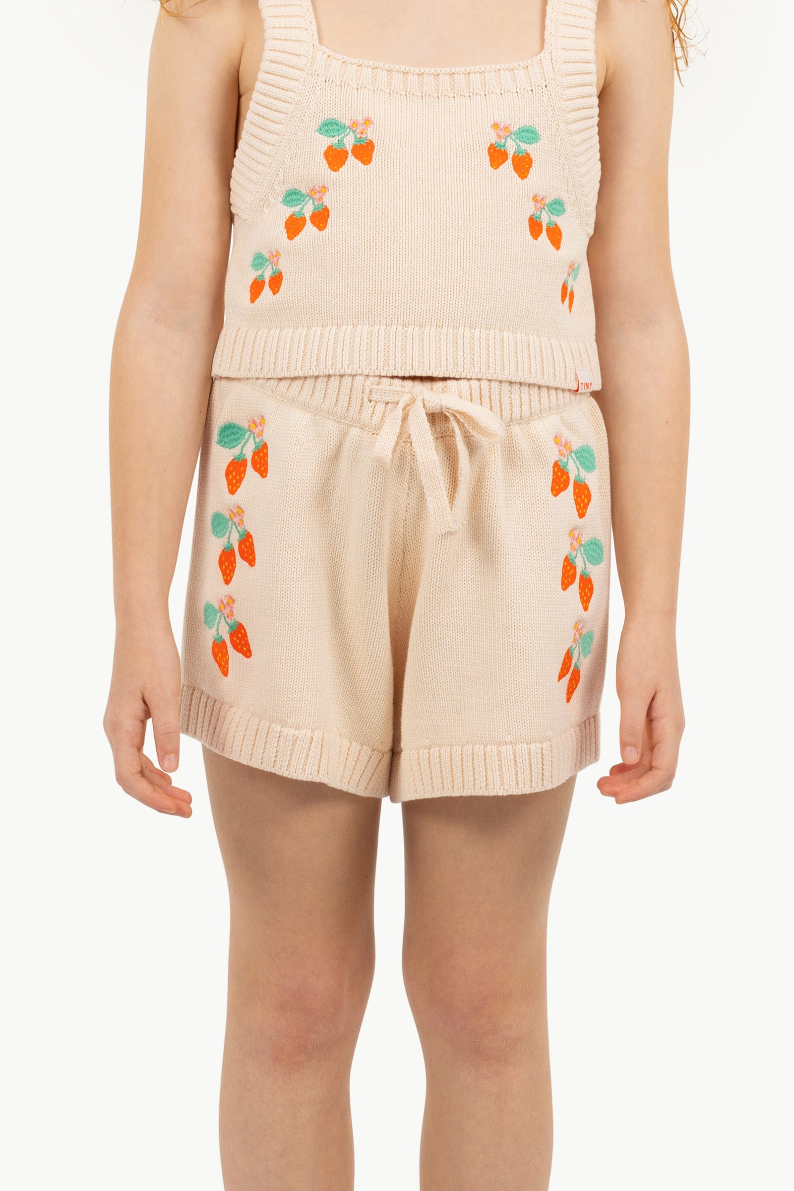 Strawberry Print Knit Crop Top  