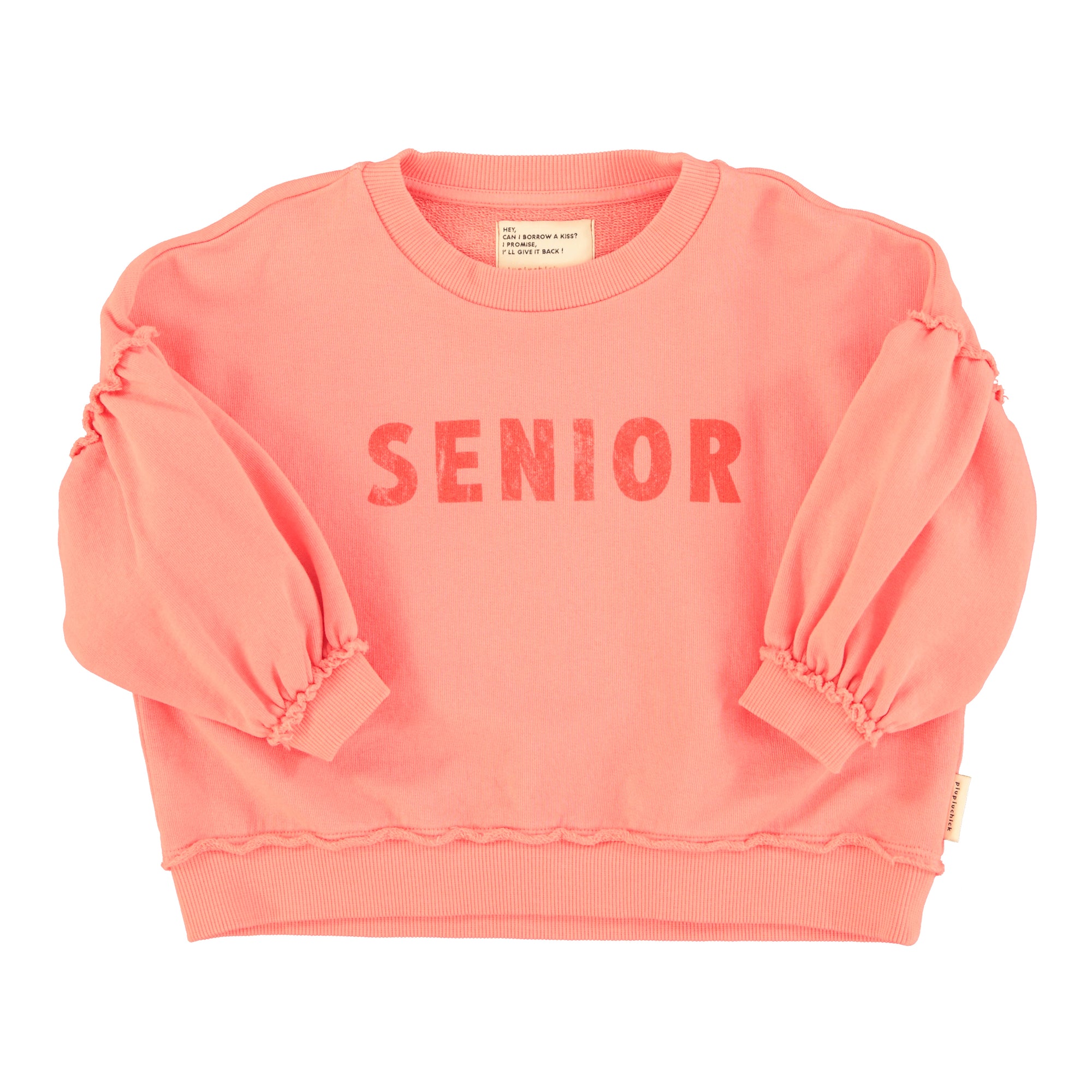 Pink sweatshirt with "senior" print