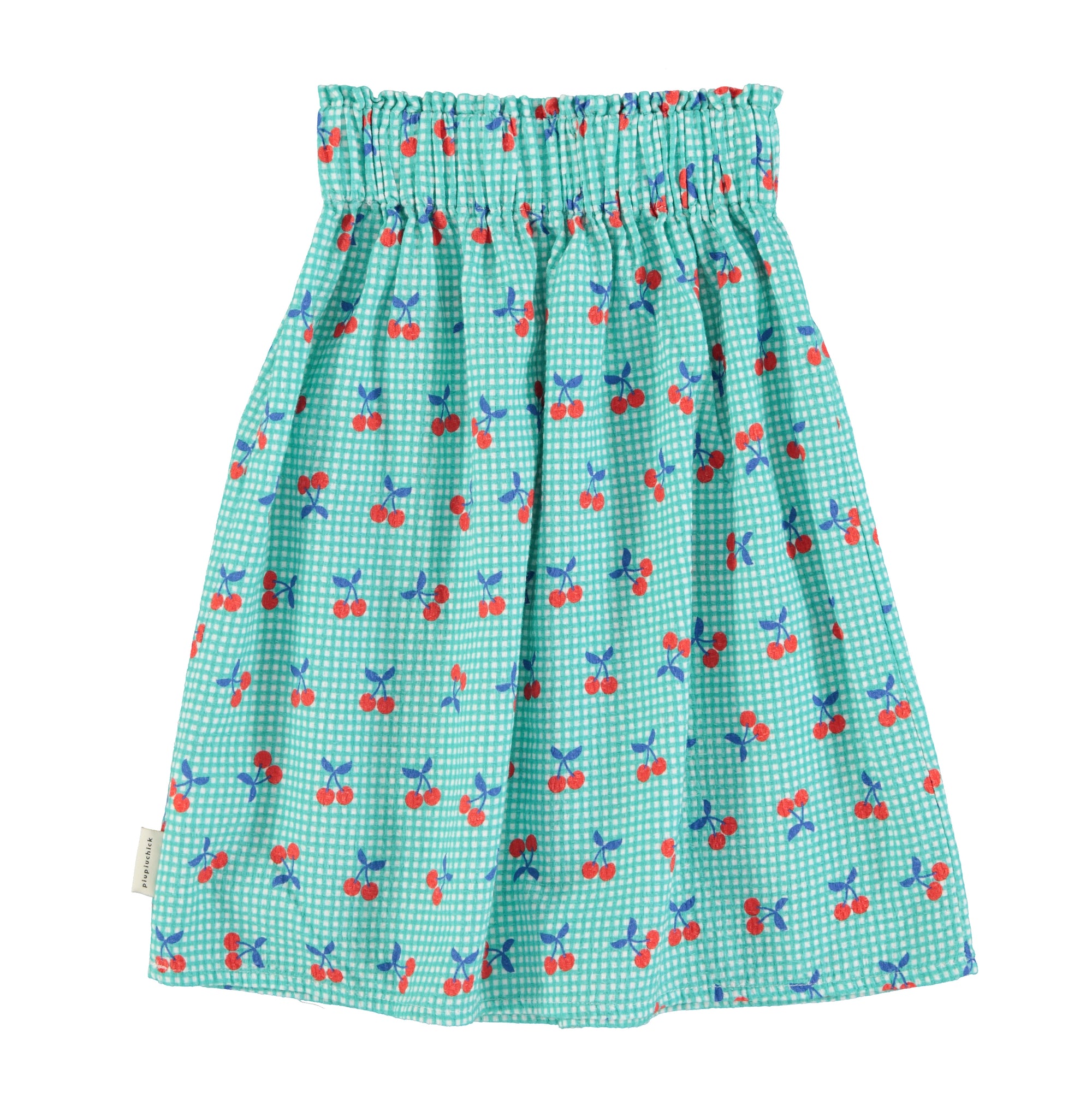 Vichy cherry long skirt