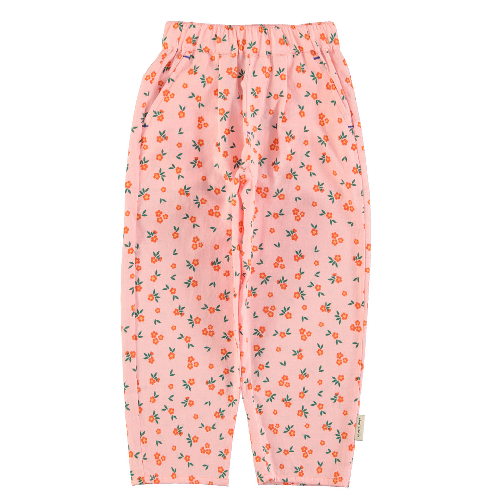 Pantalon rose à fleurs