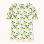 Robe à Manches Ballon à Imprimé Oranges