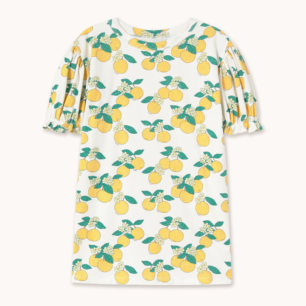 Robe à Manches Ballon à Imprimé Oranges