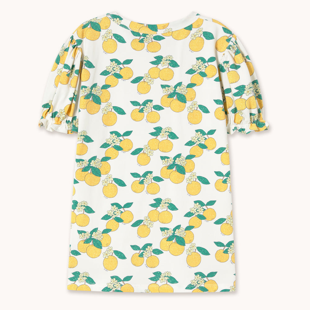 Robe à Manches Ballon à Imprimé Oranges