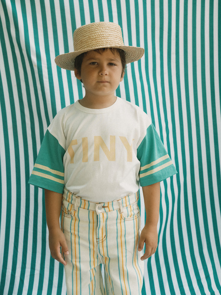 T-shirt à Manches Rayées et Logo TINY