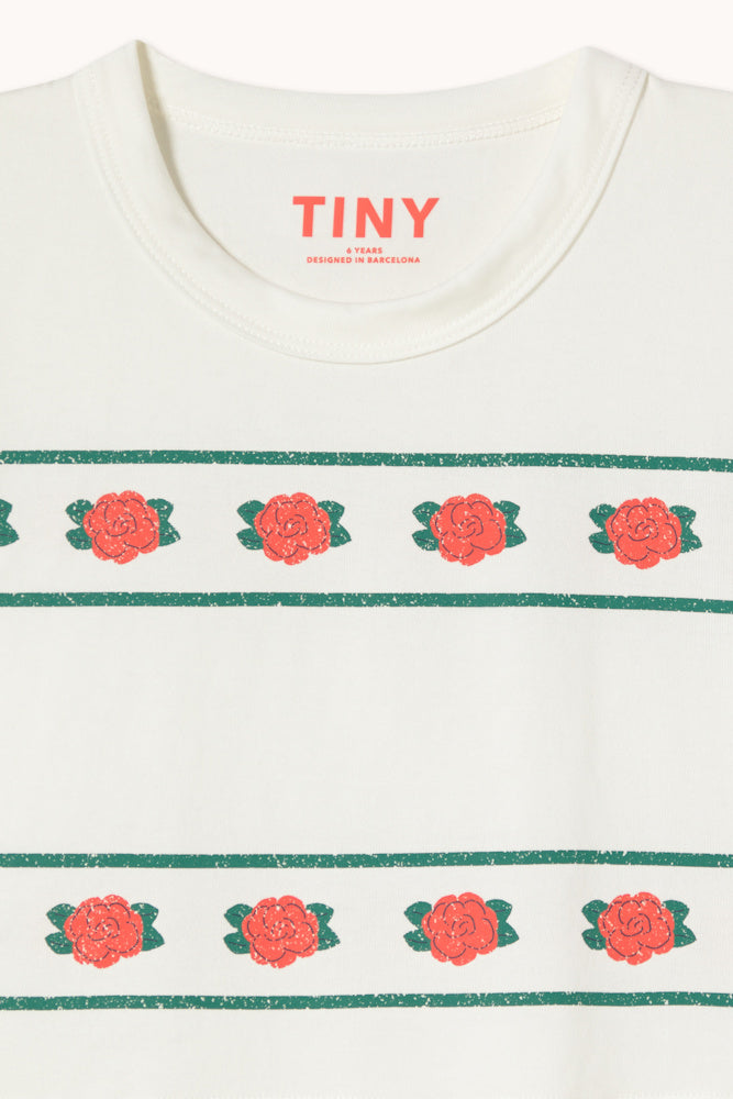 Cropped T-shirt with Rose Print