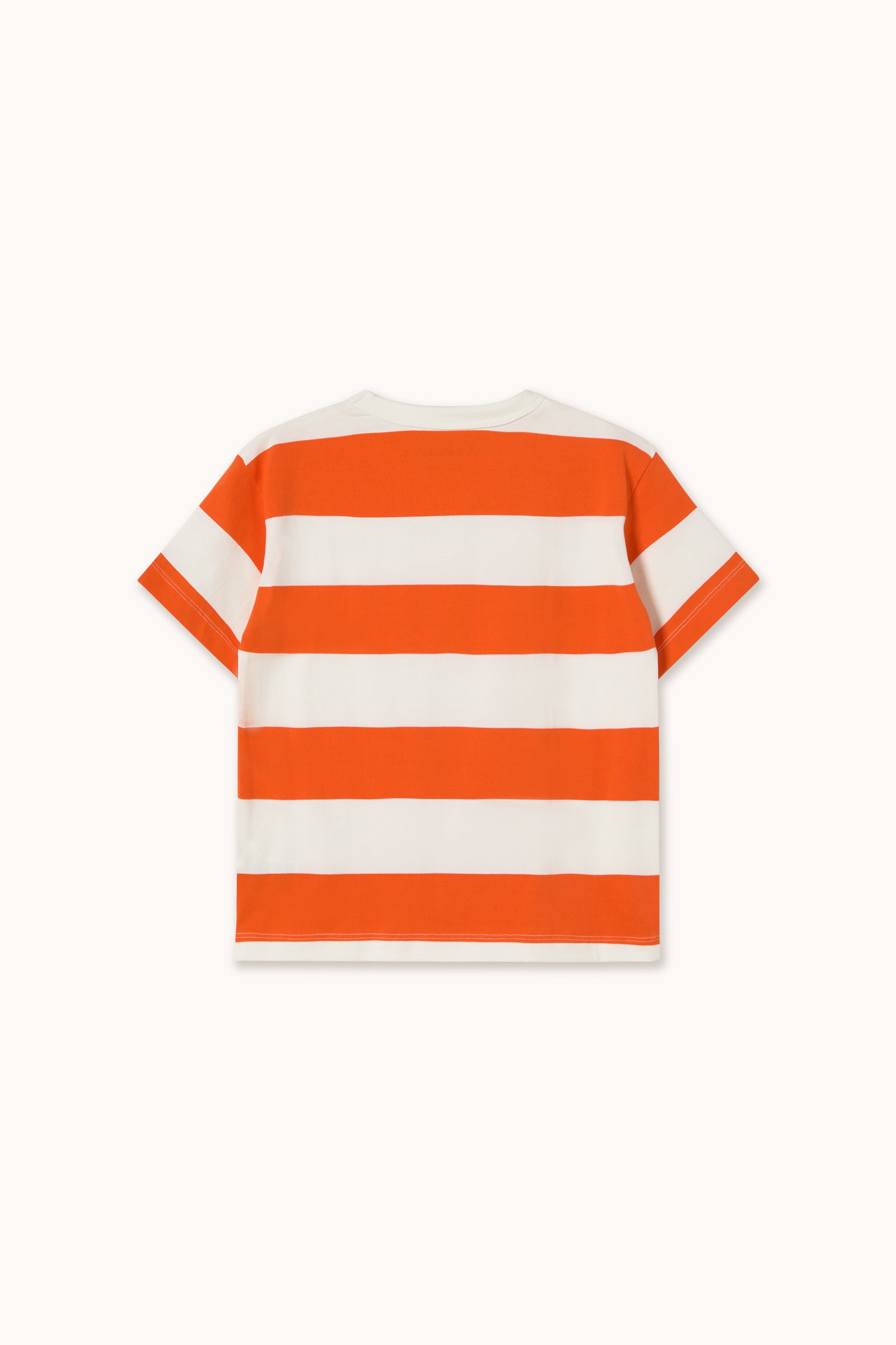 T-shirt Tricoté à Rayures Orange et Blanc