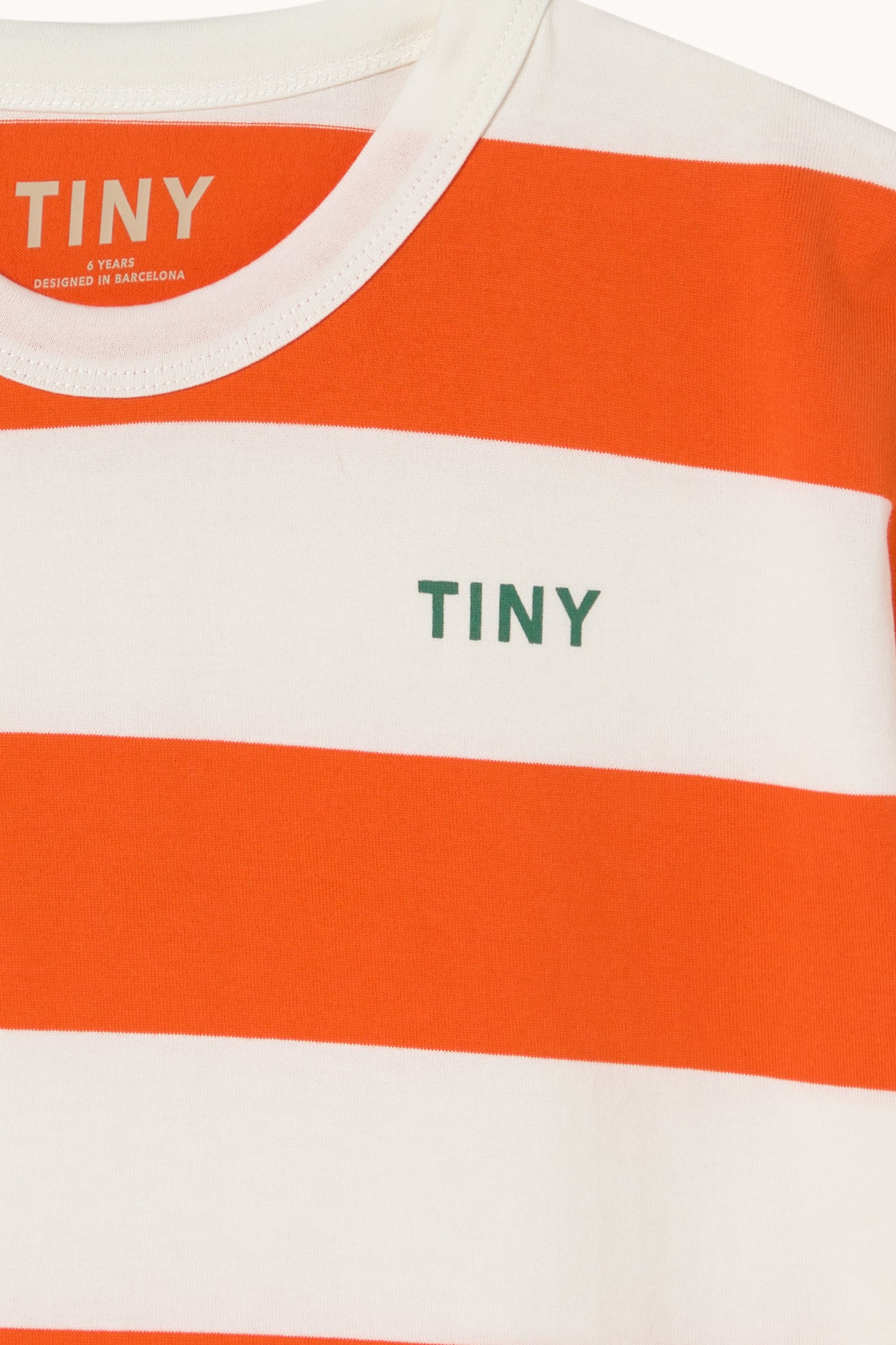 T-shirt Tricoté à Rayures Orange et Blanc