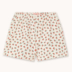 Short en Maille Côtelée à Petites Roses