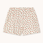 Short en Maille Côtelée à Petites Roses