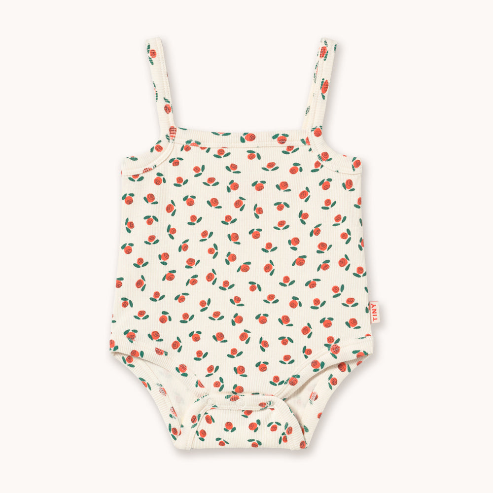 Body Bébé sans Manches en Maille Côtelée à Petites Roses