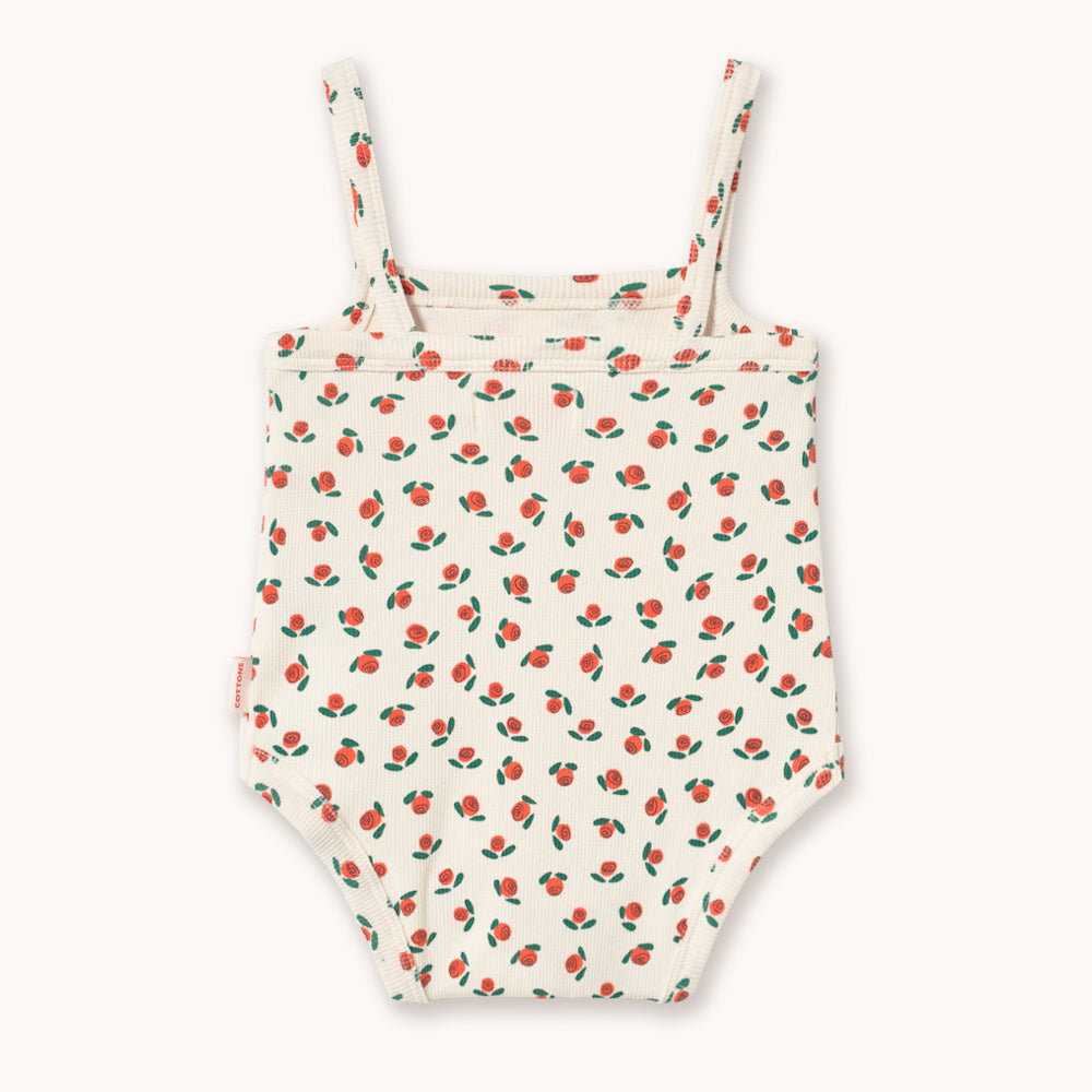 Body Bébé sans Manches en Maille Côtelée à Petites Roses