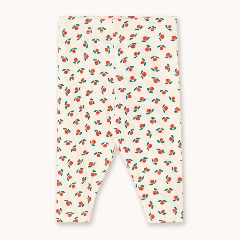 Pantalon Bébé en Maille Côtelée à Petites Roses